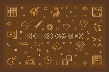 Retro Games vektör kavramı anahat tarzı yaratıcı afiş