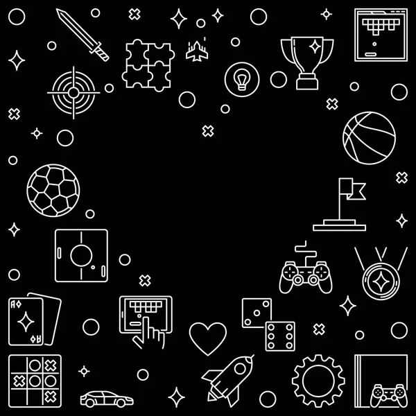 Cornice con icone del profilo del videogioco a forma di cuore — Vettoriale Stock