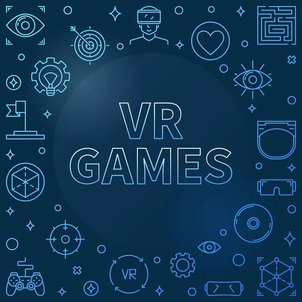 VR games blauw lineair frame-vector Virtual Reality illustratie — Stockvector