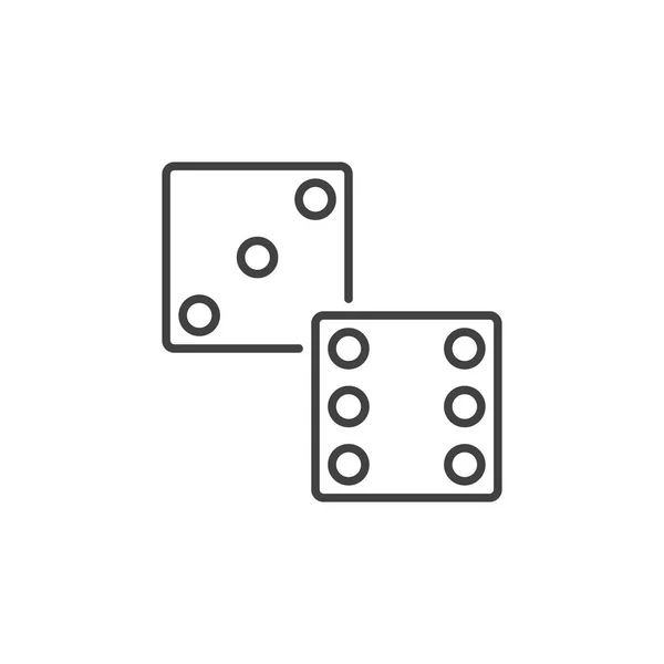 Würfelvektor lineares Symbol. Würfelsymbol im Dünnstrich-Stil — Stockvektor