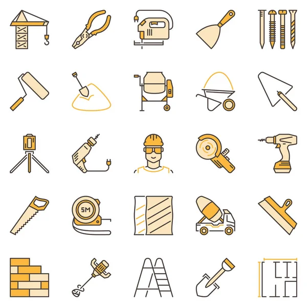 Conjunto de iconos conceptuales de colores. Signos de construcción — Vector de stock