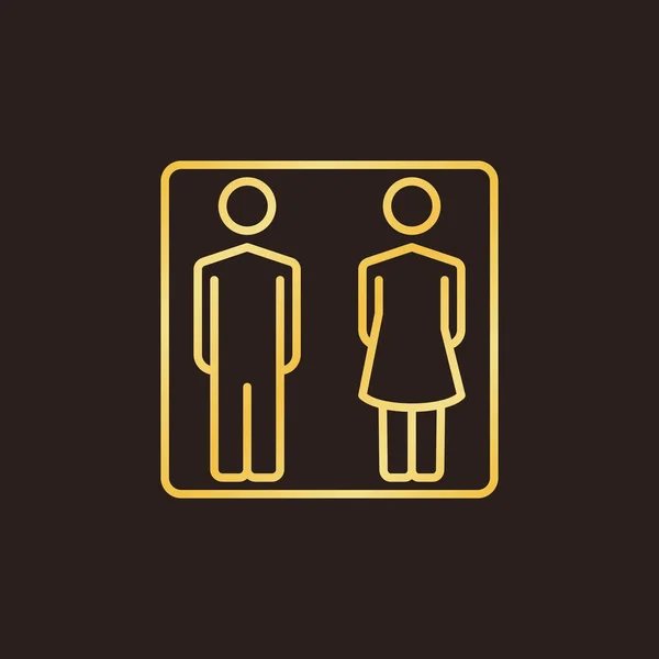 Man and Woman golden linear icon. Vector WC concept sign — Stock Vector