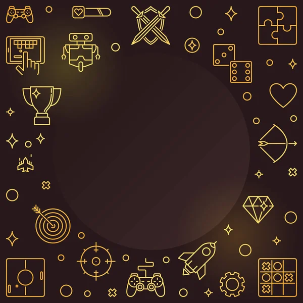 Concept vectoriel Gamer cadre contour doré ou illustration — Image vectorielle