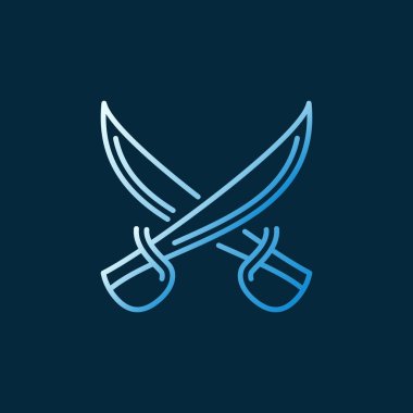 Çapraz Sabres vektör kavramı doğrusal renkli simge veya işaret