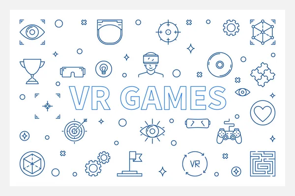 VR Games рисует горизонтальную иллюстрацию. Векторное знамя — стоковый вектор