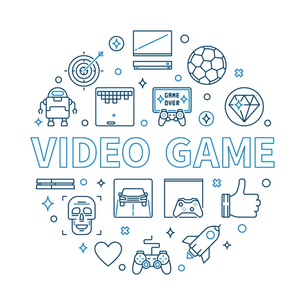 Video game vector ronde concept moderne lineaire illustratie — Stockvector