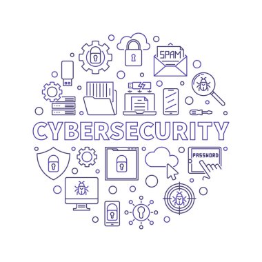 Siber güvenlik vektörü dairesel konsept çizimi