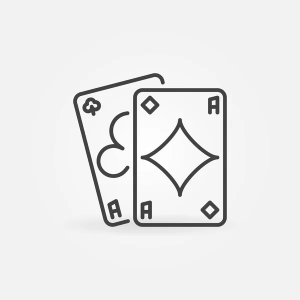 Pair of Aces vector simple icon in outline style — 스톡 벡터