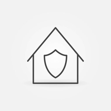 Shield taslak ikonlu ev. Vektör Ev Sembolünde Kal