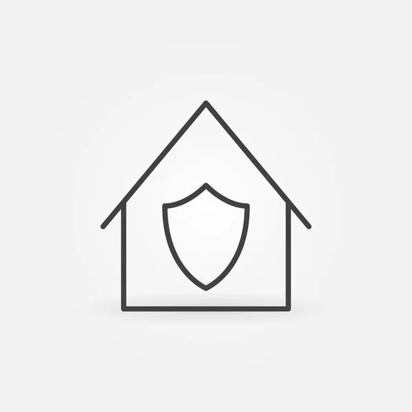 House with Shield outline icon. Vector Stay at Home symbol — Stock Vector