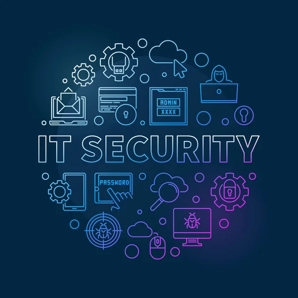 Vector IT Security концепция линейной цветной иллюстрации — стоковый вектор