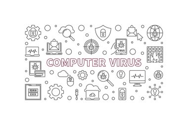 Vektör Bilgisayar Virüsü kavramı yatay çizgi pankartı