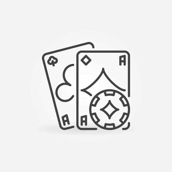 포커 칩 (Poker Chip) 벡터 아이콘으로 카드를 연주하는 모습 — 스톡 벡터