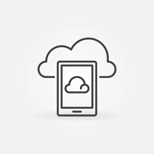 Смартфон с линейной иконкой Cloud - векторный знак Cloud Computing — стоковый вектор