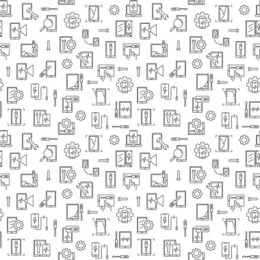 Akıllı telefon ve Tablet Onarım vektör hatları pürüzsüz desen
