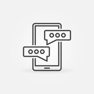 Konuşma Kabarcıkları vektör çizgisi konsept simgesine sahip akıllı telefon