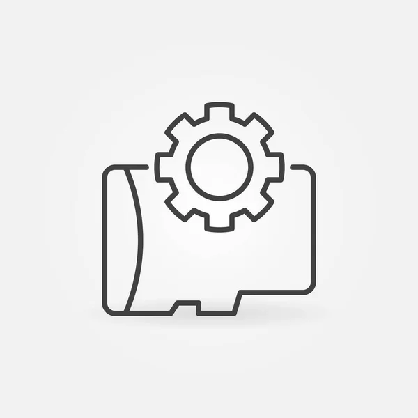 Tarjeta SD de memoria con icono de esquema de concepto de vector de engranaje — Archivo Imágenes Vectoriales