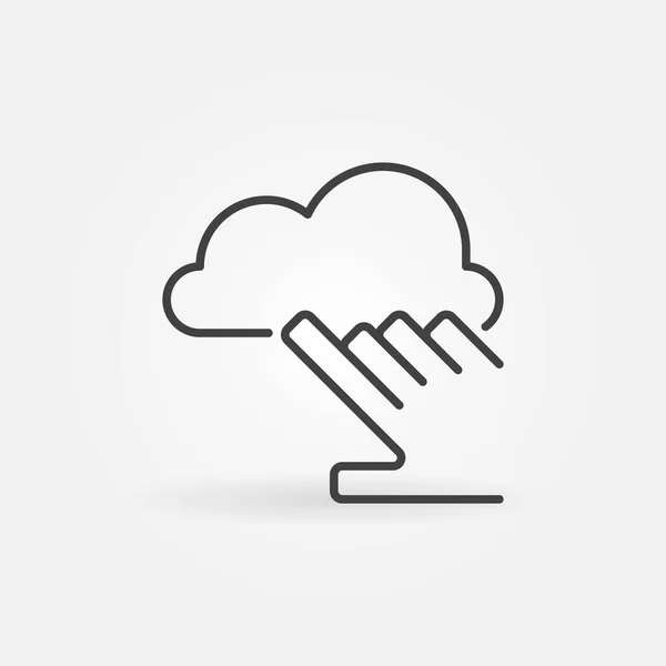 Hand mit dem Umrisssymbol Cloud. Vector Cloud Computing Zeichen — Stockvektor