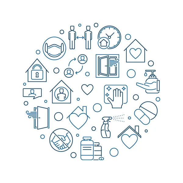 Concept de vecteur de quarantaine illustration contour rond — Image vectorielle