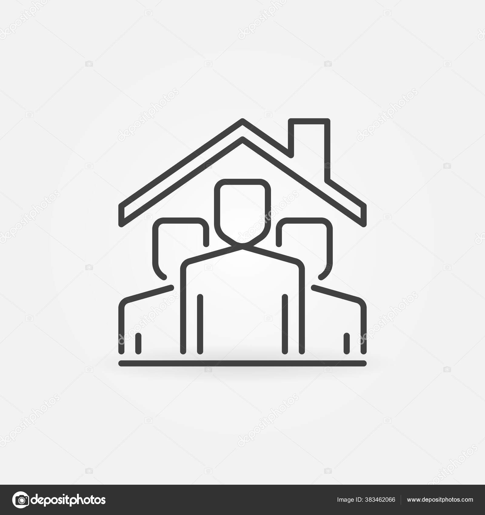 Ikon Konsep Rumah Tangga Di Bawah Garis Vektor Atap Stok Vektor C Sn3g 383462066