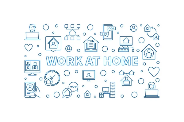Schéma du concept de vecteur Work At Home illustration horizontale — Image vectorielle