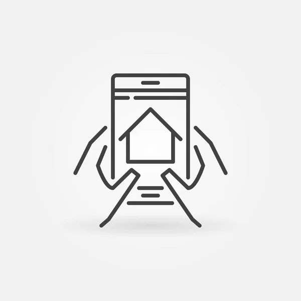 Smartphone z House in Hands wektor koncepcji ikona — Wektor stockowy