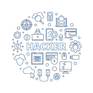 Hacker vektör yuvarlak doğrusal illüstrasyon