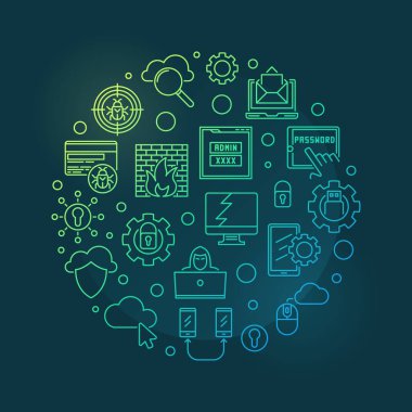 Hacker vektörü renkli konsept doğrusal çizim