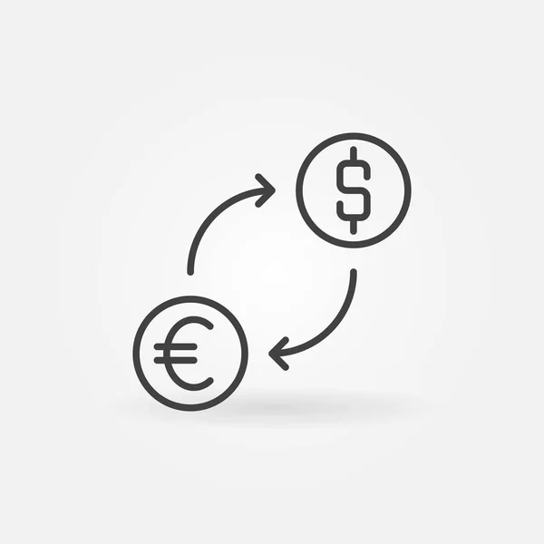 Cambio de divisas USD y EUR esquema icono de vector concepto — Archivo Imágenes Vectoriales