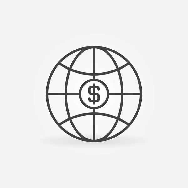 Globo de la Tierra con icono de concepto de vector Dollar Sign — Vector de stock