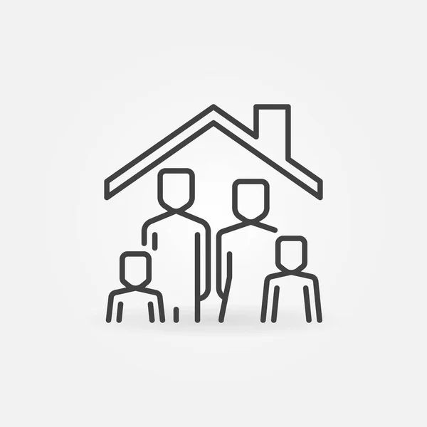 Familia en casa icono de la línea de concepto. Signo de Vector Stay at Home — Vector de stock