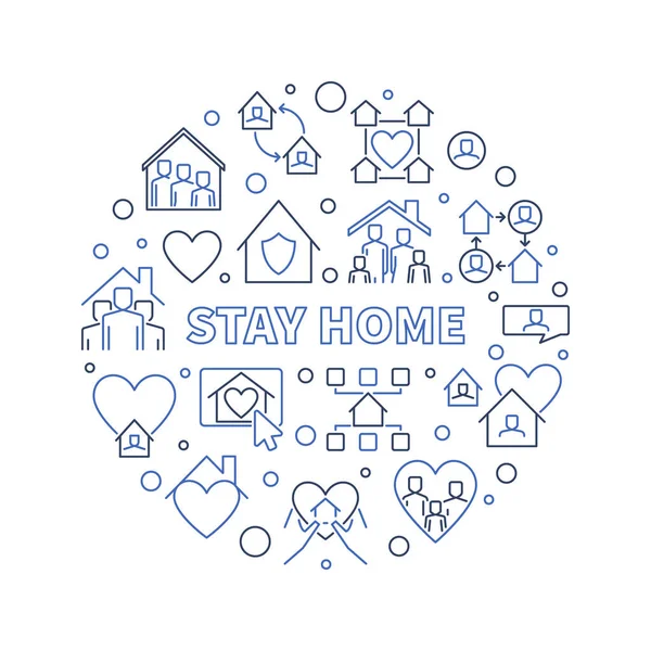 Stay Home wektor koncepcja zarys wokół kreatywnej ilustracji — Wektor stockowy