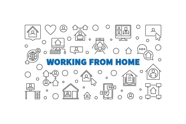 Working From Home concept de ligne vectorielle illustration horizontale — Image vectorielle