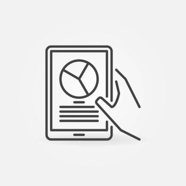 Tableti Diyagram vektör ince çizgi simgesi ile tut