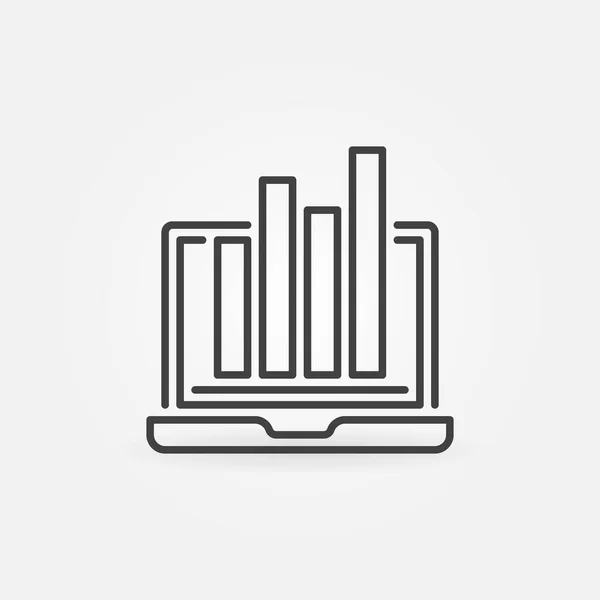 Laptop met Bar Chart outline vector Analytics concept icoon — Stockvector