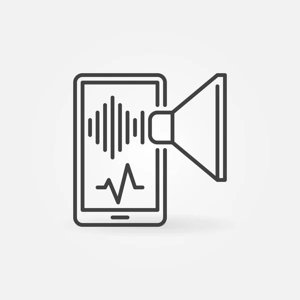 Smartphone met Sound wave en Speaker vector line icoon — Stockvector