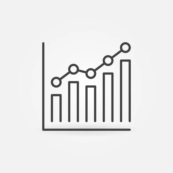Gráfico de barras com círculos vetor conceito ícone de linha —  Vetores de Stock