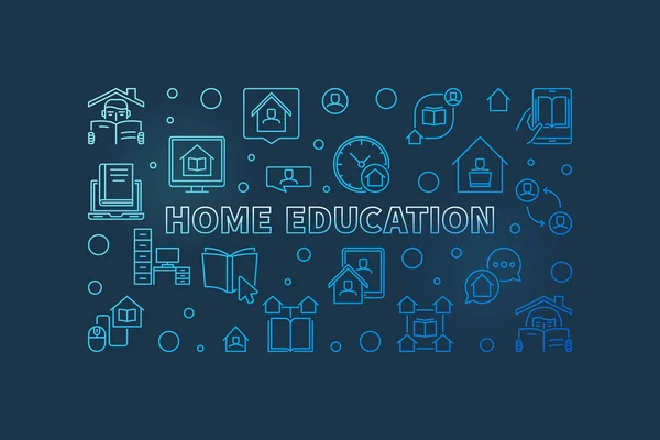 Home Bildung Vektor blau lineare horizontale Fahne — Stockvektor