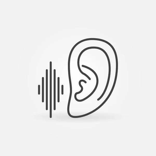 Ear with Sound Wave vector Listen 컨셉트 윤곽 아이콘 — 스톡 벡터