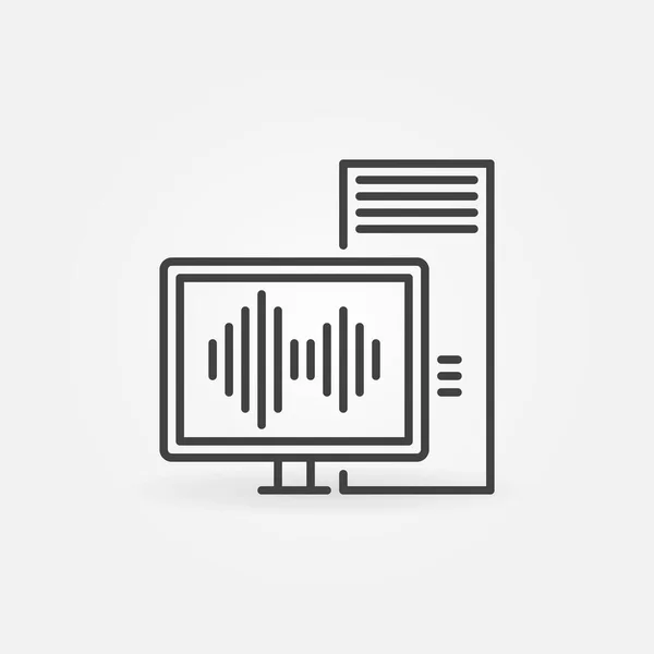 Desktop-Computer mit Umrissen des Sound Wave-Vektors — Stockvektor