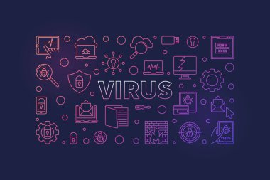 Bilgisayar Virüsü vektör kavramı yatay çizim