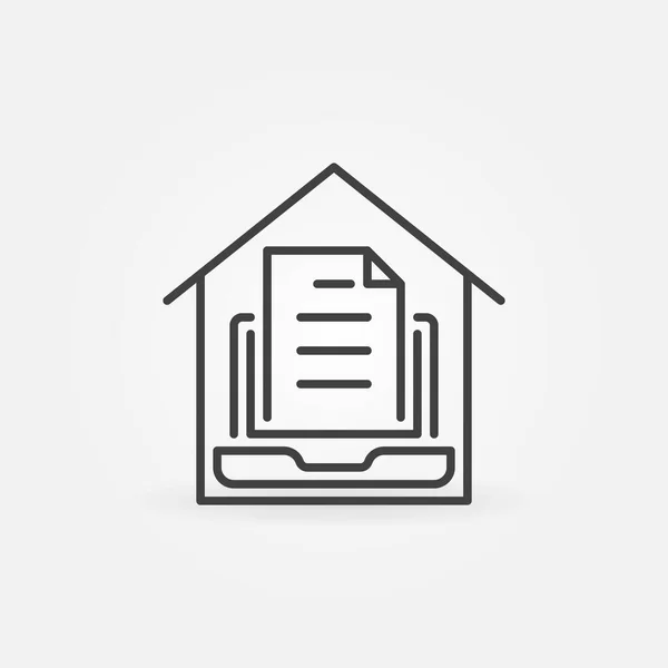 Hus med Laptop linje ikon. Vektorarbete i hemmet symbol — Stock vektor