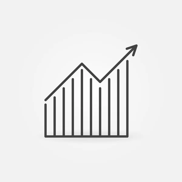 Line Chart with Arrow vector thin line concept simple icon — стоковый вектор