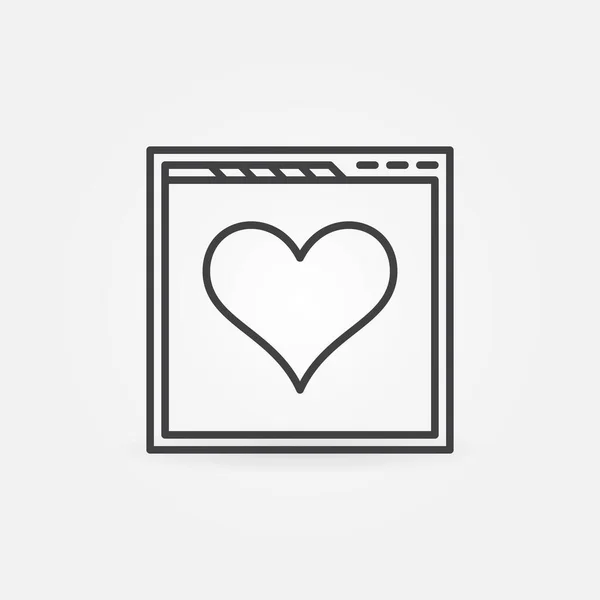 Página web con icono de la línea del corazón. Vector People Signo de apoyo — Archivo Imágenes Vectoriales