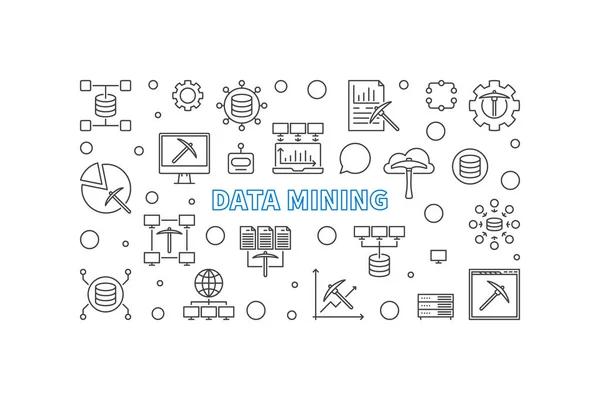 Data Mining contour bannière horizontale - illustration vectorielle — Image vectorielle