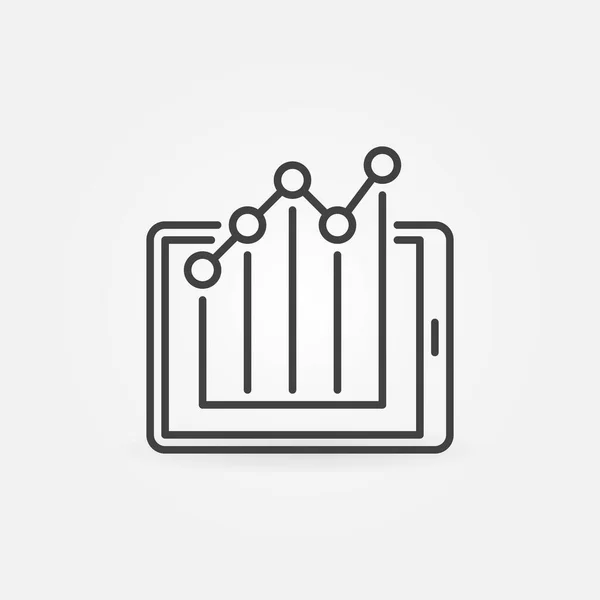 Diagram inuti Tablett vektor tunn linje koncept Statistik ikon — Stock vektor