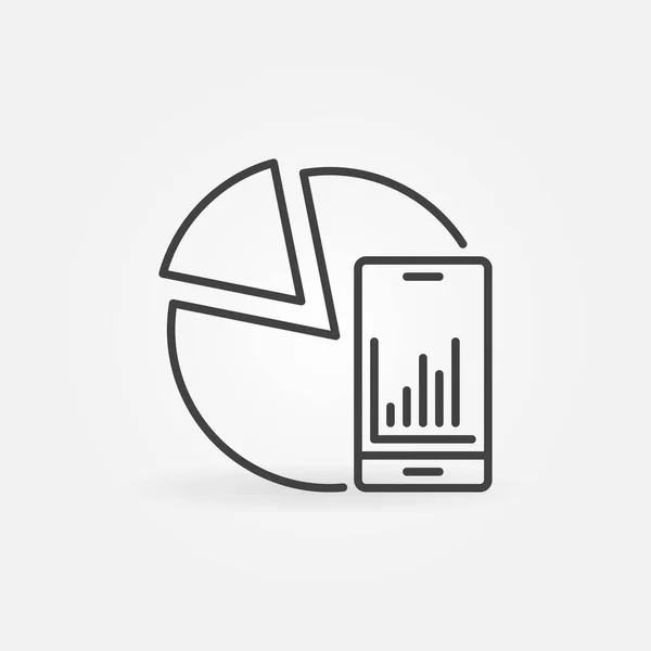 Smart Phone cu pictograma vectorială a liniei Pie Chart. Simbolul statistic — Vector de stoc