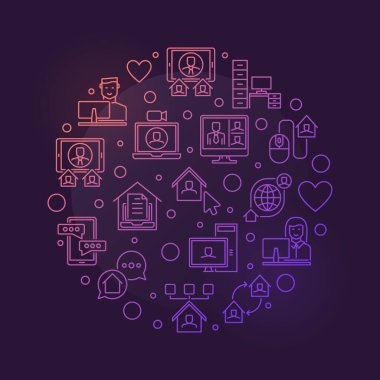 Ev vektörü yuvarlak renkli taslak çiziminde çalış