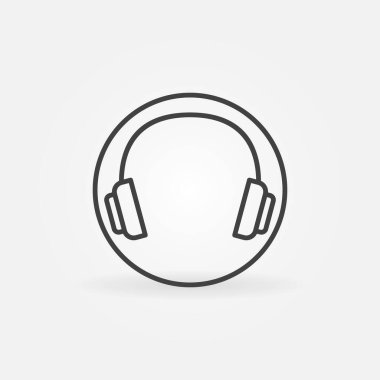 Kulaklıklar vektör yuvarlak simgesi ince çizgi biçiminde