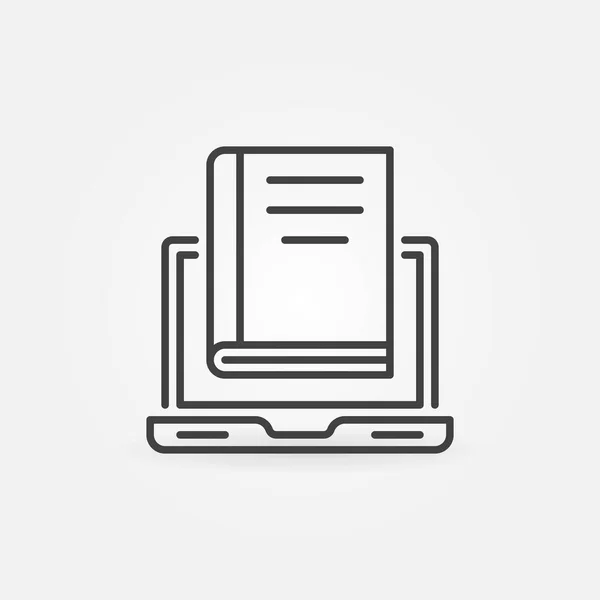 Laptop könyvvázlatos ikonnal. Online oktatási vektor jel — Stock Vector